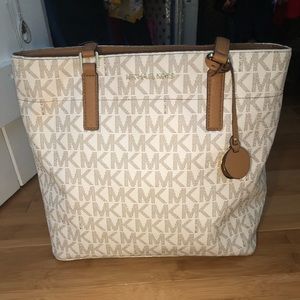 Michael Kors Vanilla and Tan Bag